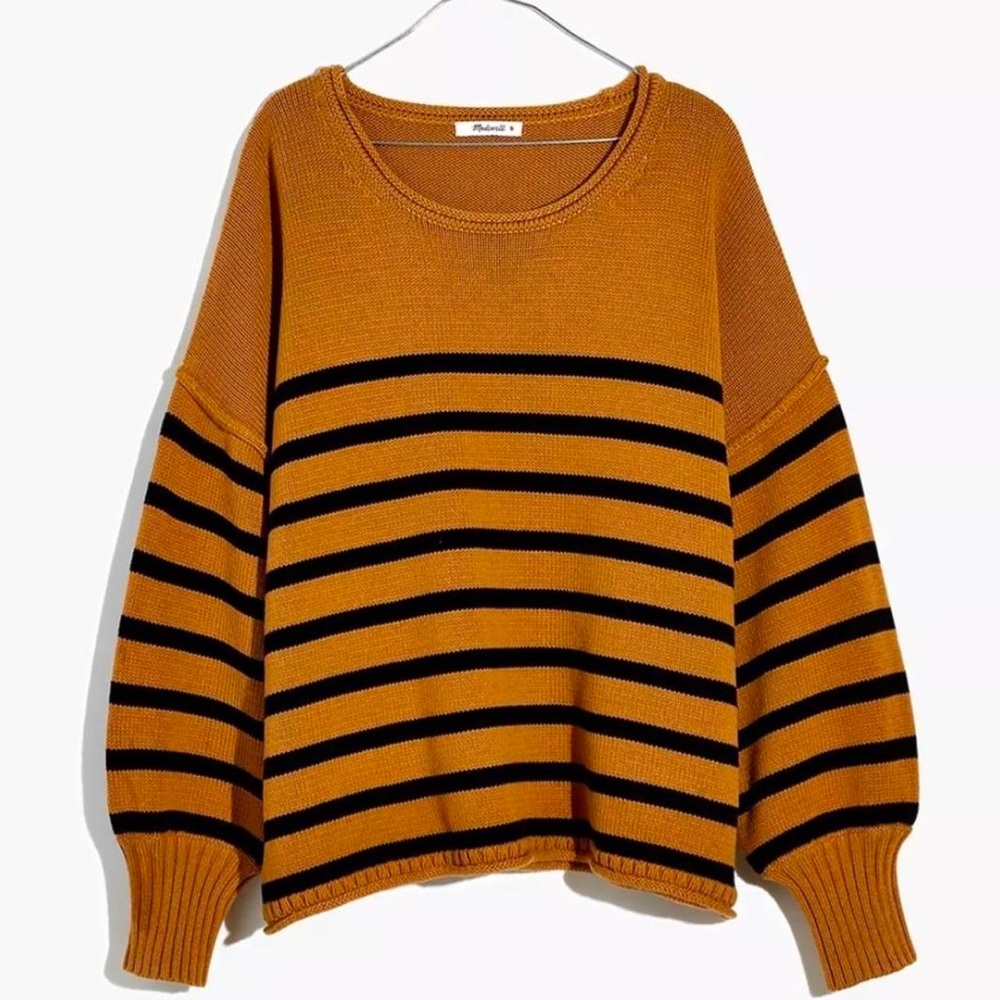 Madewell Conway Pullover Sweater in Stripe in Toffee